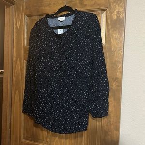 LOFT XL Navy Polly’s Dot Blouse